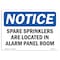 Signmission OSHA , 3.5" Height, Spare Sprinklers Are Located In Alarm Panel Room Sign, 5" X 3.5", Landscape OS-NS-D-35-L-18379 - alternate 1